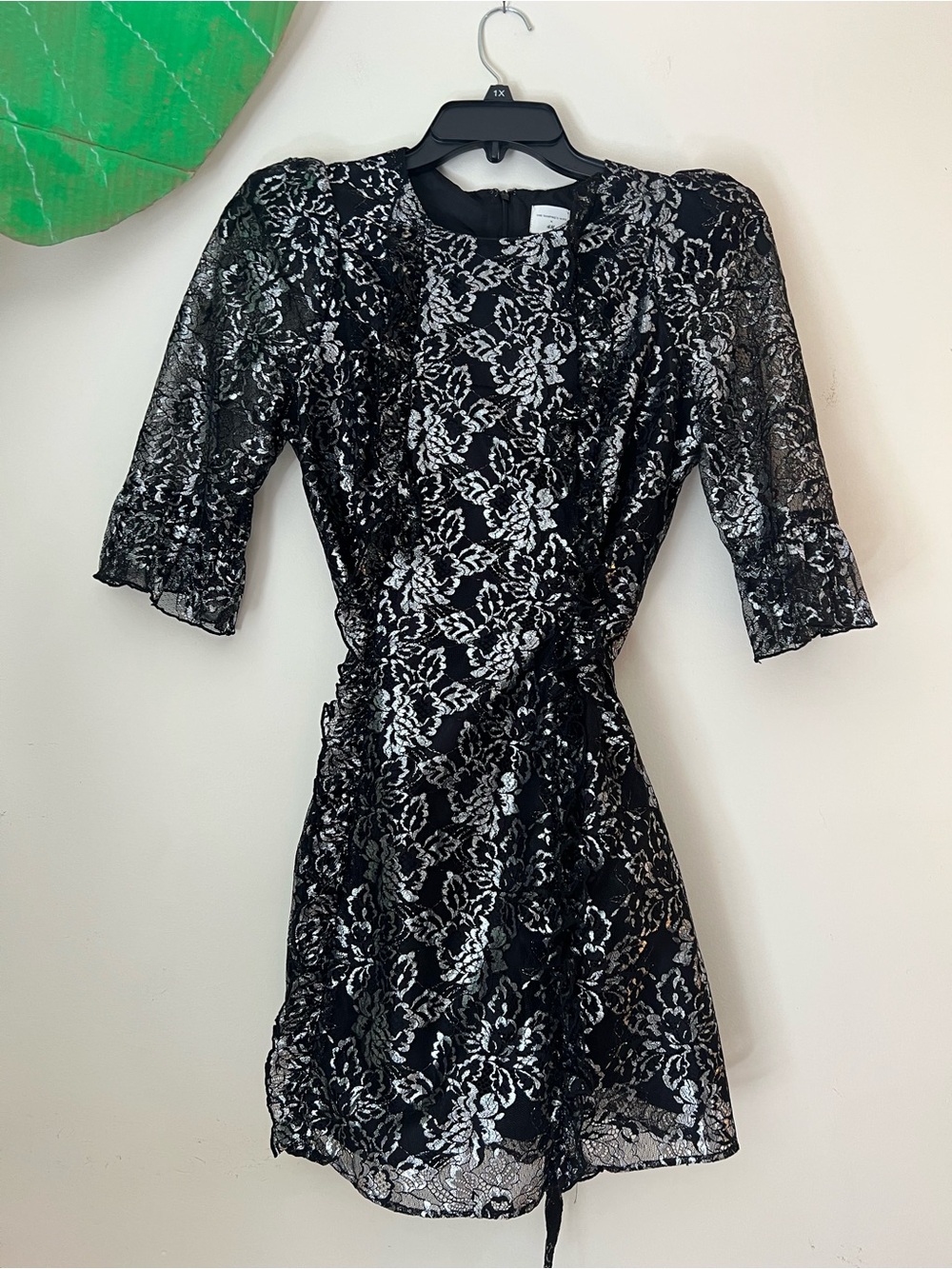 H&M/The Vampire’s Wife Black Lace Mini Dress with Silver Floral Accents